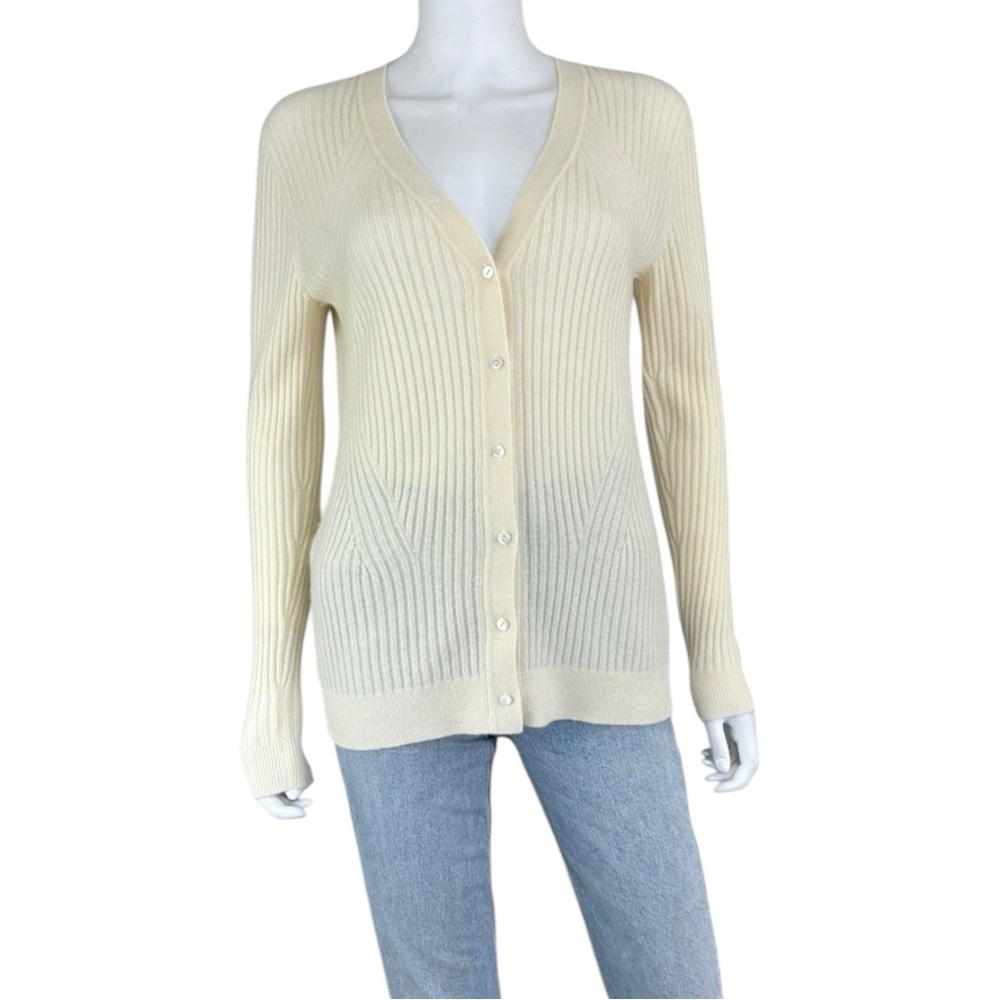 CLUB MONACO Cream Cashmere Sweater Cardigan Size L H0435